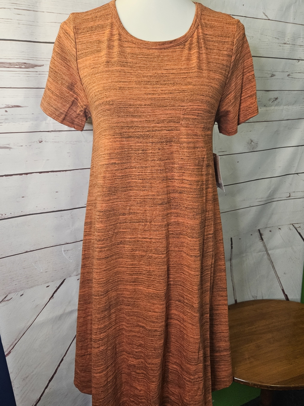 LuLaRoe Heathered Orange Short-Sleeve Swing Dress